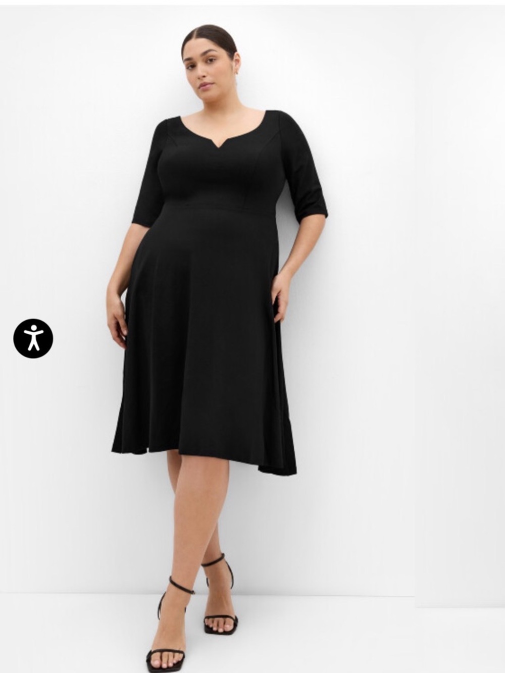 City Chic Cute Girl Elbow Sleeve Midi Dress Womens Black Size XL